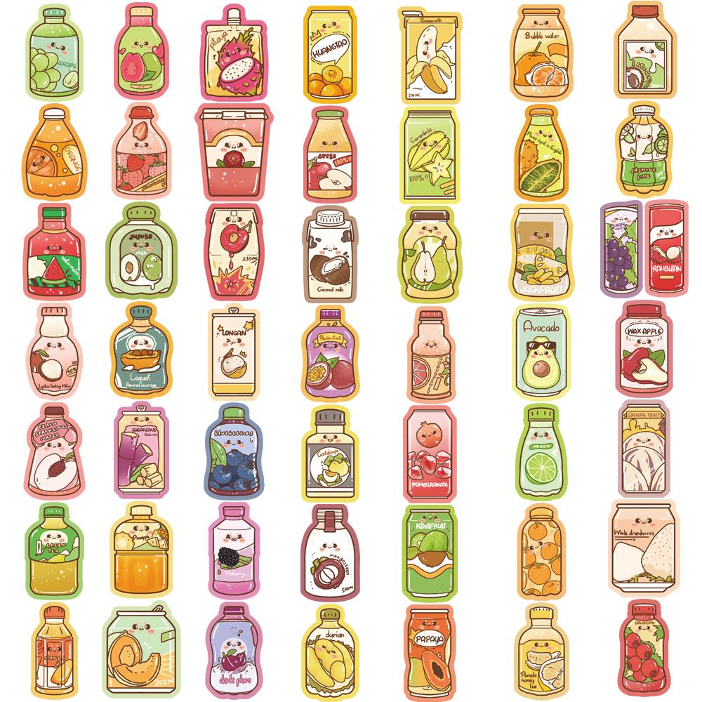 50PCS Summer Drinks Sticker Cartoon Skateboard Aesthetic Retro Phone Laptop Bicycle Luggage Waterproof Bicycle Decal Stickers