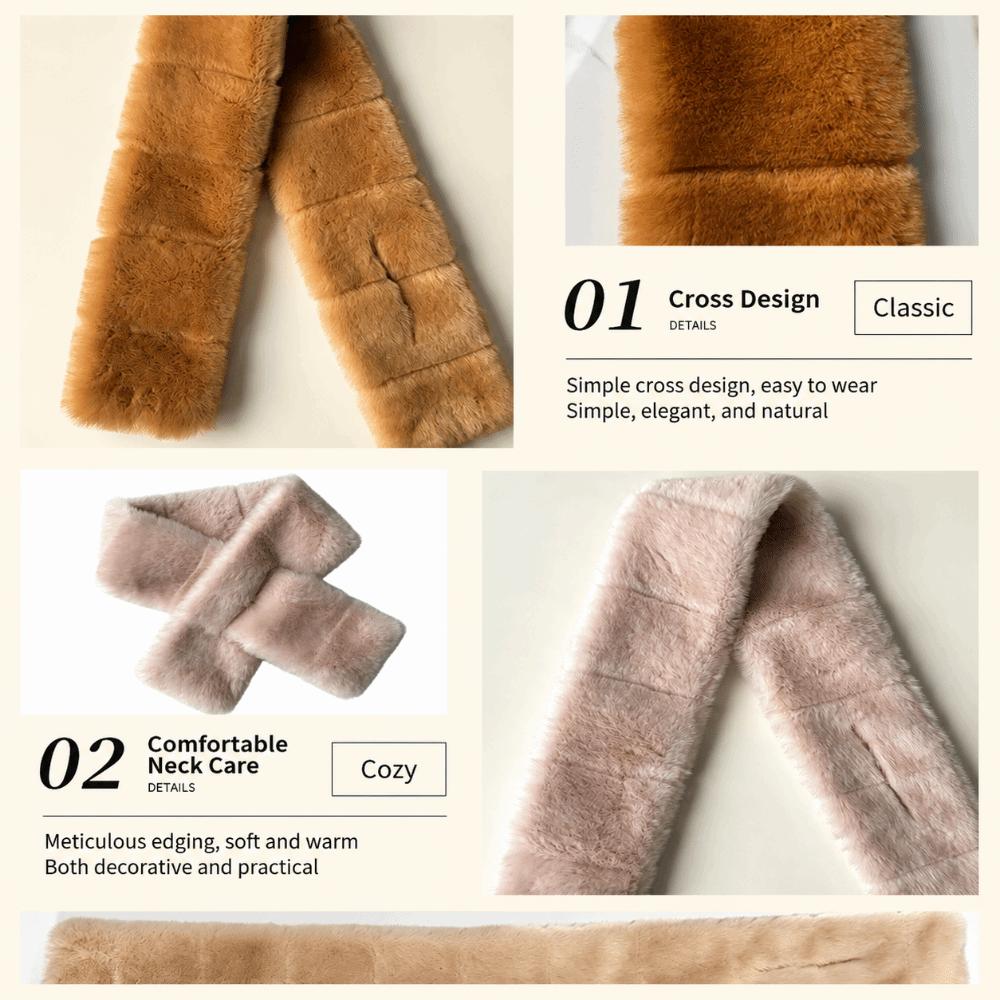 Soft Plush Cross Scarf Furry Winter Collar Scarf Korean Style Neck Scarf Women Girl
