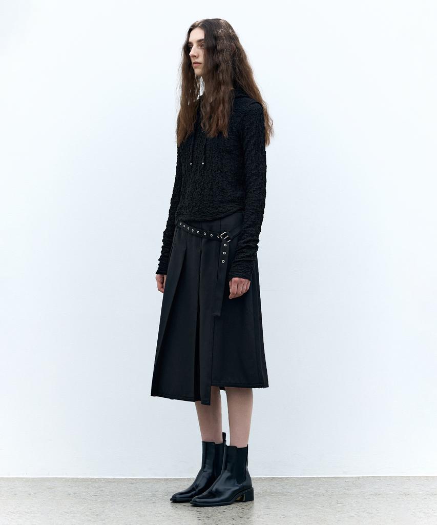 Textured Hooded Top Black