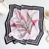 Summer New Flower Printing Scarf Simulation Silk 71cm Small Square Scarf Simple and Versatile Sun Protection Professional Scarf Women