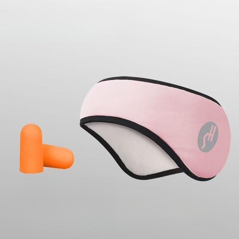 

1PC Noise-canceling sleep mask with earmuffs - travel and home adjustable soft polyester eye mask, no batteries required. розовый