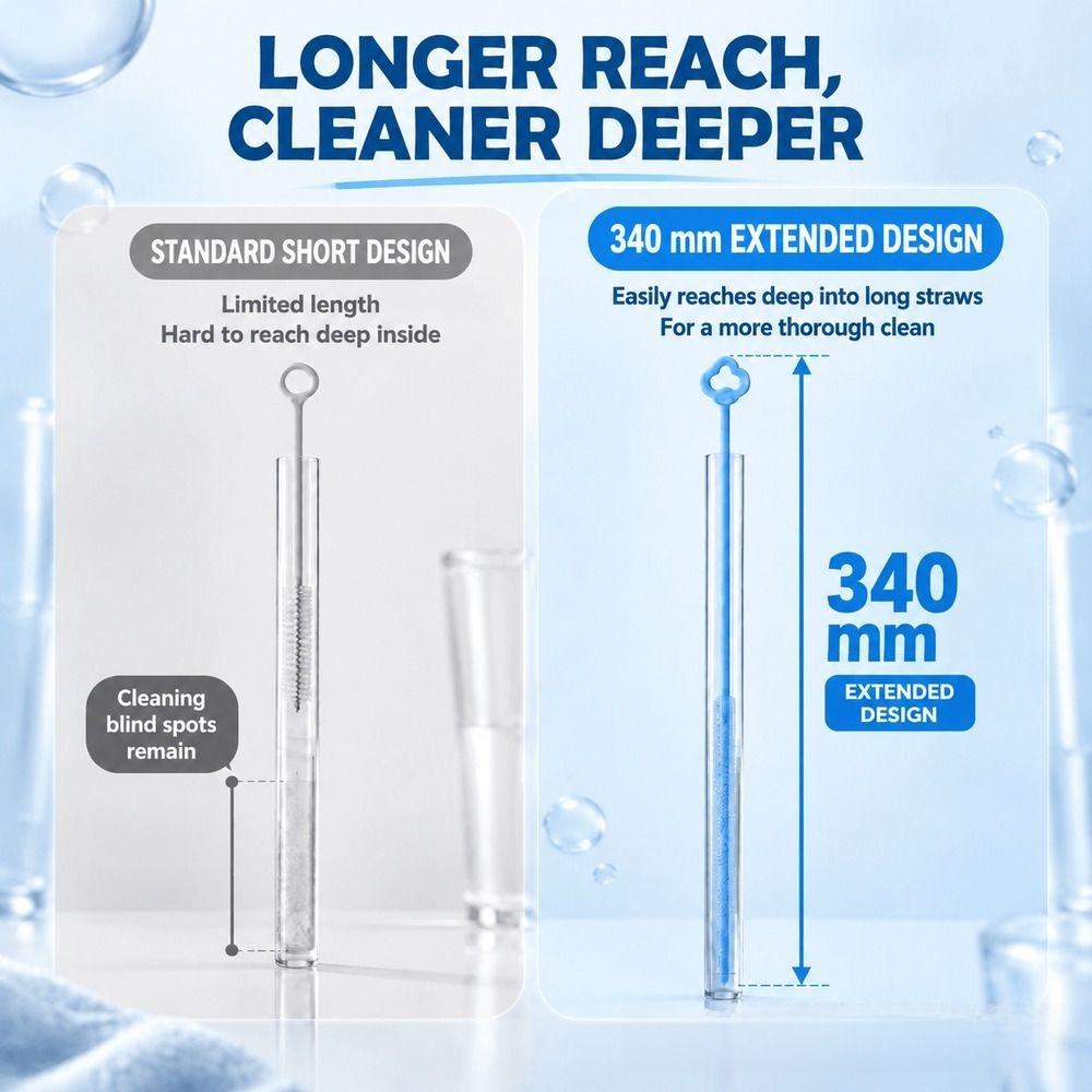 Soft Bristle Silicone Straw Brush Long Handle Bottle Brush Straw Cleaning Brush For Long Straws