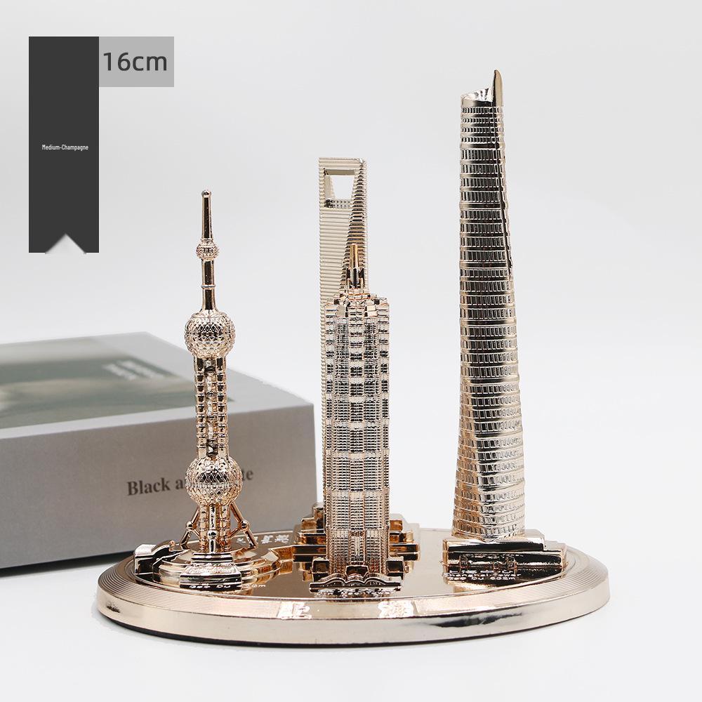 Shanghai Landmark Building Model: Oriental Pearl Tower, World Financial Center, Jin Mao Tower - Metal Creative Handicraft