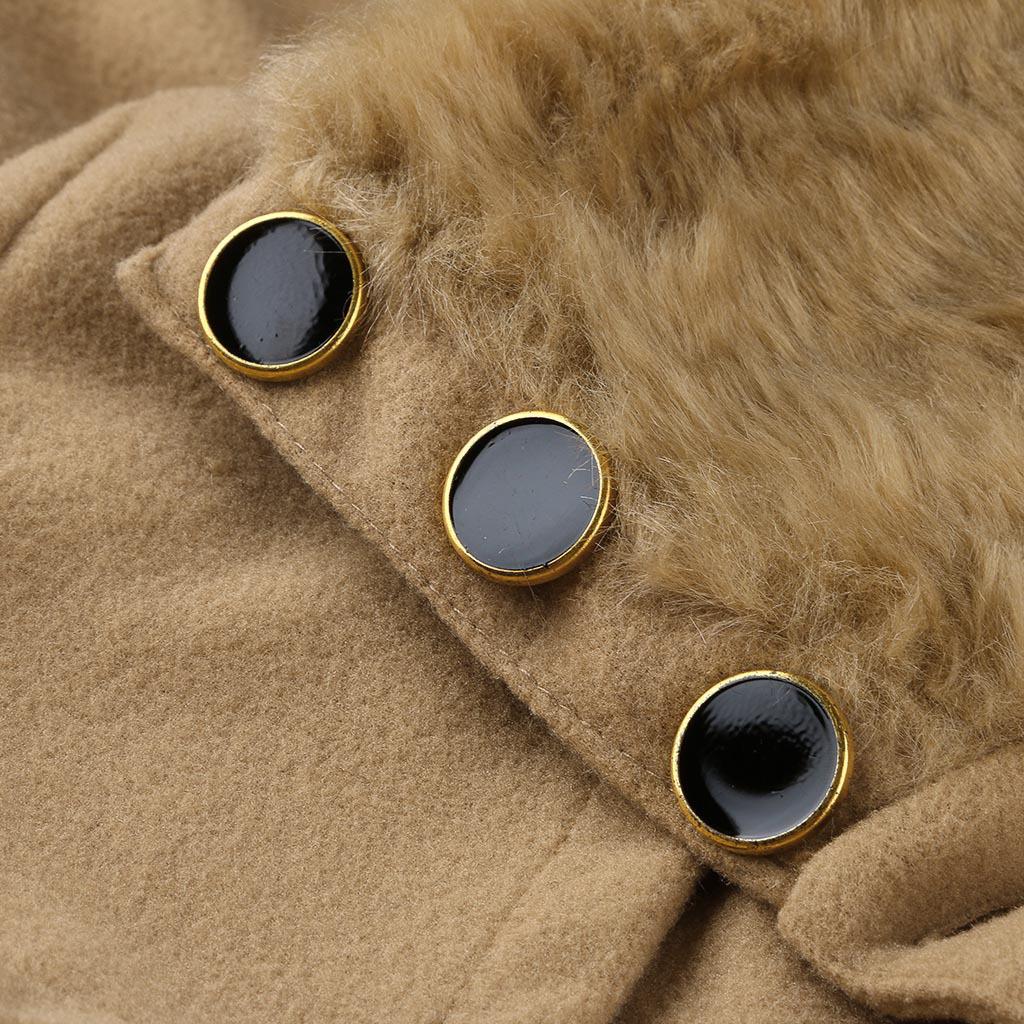 Women's Double-Breasted Wool Trench Coat with Fur Collar - Autumn/Winter Skirt Style