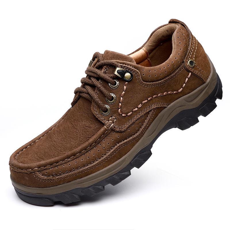 Men s Matte Leather Outdoor Sports Casual Shoes - Thick Sole Autumn/Winter Cowhide Dad Style 38