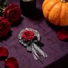 Lace Rose Flower Hair Clip Hair Styling Accessory with Long Ribbon Tails, Gothic Spring Clip for Women Costume Styling and Decoration Wear
