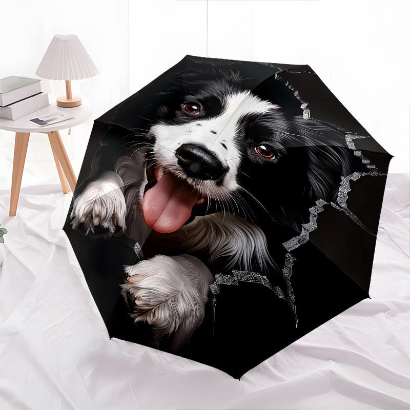 Dog- Automatic umbrella, Four Seasons Portable Folding Umbrella, Suitable for Men and Women, Travel, Daily Compact Umbrella, Outdoor Accesso