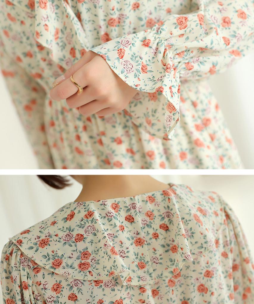 Ppaeppae Ruffle Design Flower Long Dress