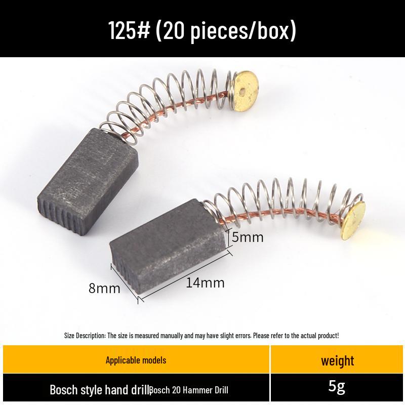 Carbon Brush Set for Angle Grinders, Cutting Machines, Hand Drills, Polishers, Sanders, Impact Drills, and Motors