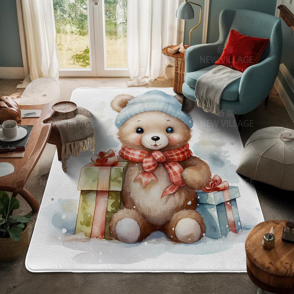 House Entrance Carpet Home Door Mat Living Room Bath Foot Bathroom Non-slip Water Absorption Rugs Bath Merry Christmas Winter