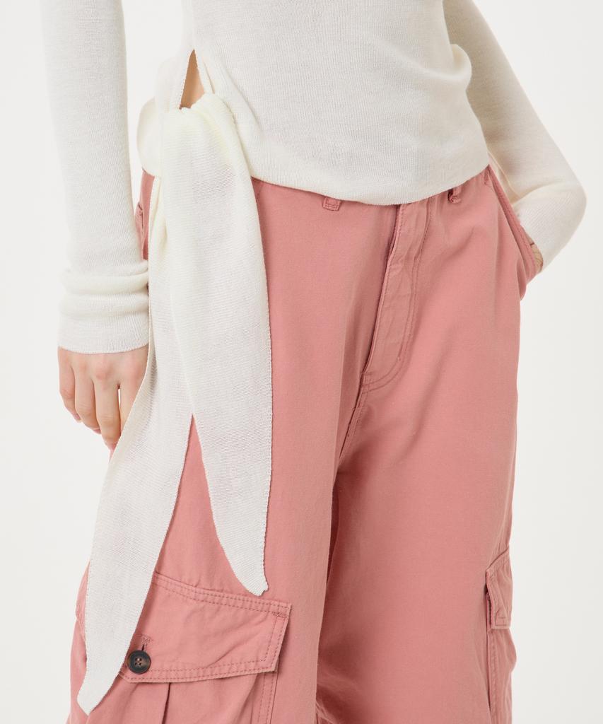 UNKNOWN PLANET Side Tie Off-Shoulder Long Sleeve Knit Top White