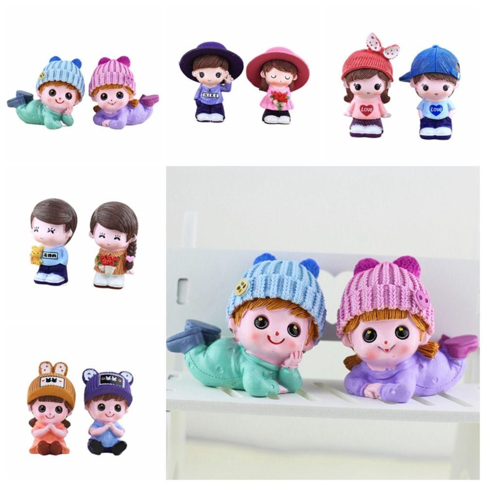 2PCS Hand Made Home Cute Elf Doll Love Doll Cartoon Elf Model Toy  Automotive Interior Decoration