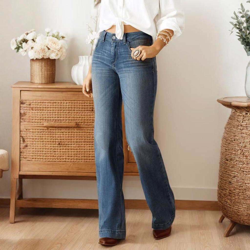 Vrouwen Baggy Mid Waist Jeans Wijde Pijpen Losse Denim Broek Rechte Pijpen Cropped Barrel Jeans