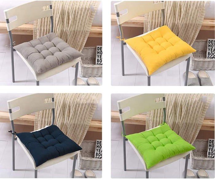 4 Coussins de Chaises Carrés 40x40 Coussins de Siège Décoration Maison Coussin Mat Matelassée,Confortable et coloré (4 jaune)