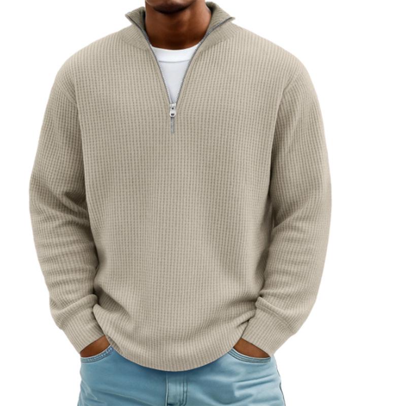 2023 European Ethnic 3D Print Men's Waffle Knit Half-Zip Hoodie