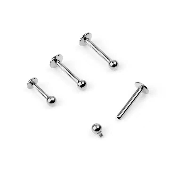 G23 Titanium Internally Threaded T-Bar Labret Stud (Pure Titanium Body Piercing Jewelry)