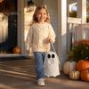 Lightweight Candy Carrier Halloween Ghost Bag for Kids, Cute Fabric Treat or Trick Decorative Holiday Tote with Handle, Spooky Snack Goodie Bags Party