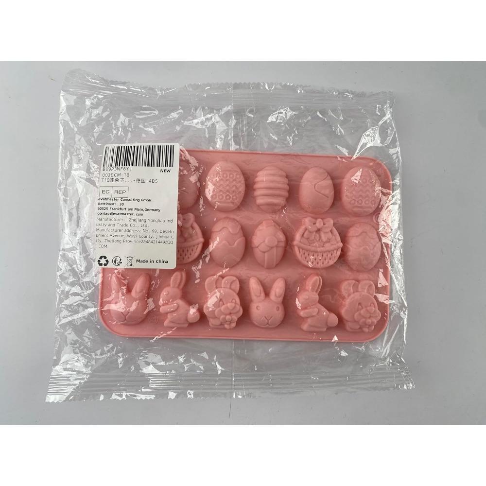 Egg Rabbit Bunny Shaped Mould 18-Cavity Easter Silicone Chocolate Mold Candy Jelly Cocoa Bombs Making Of Easter Party Decoration