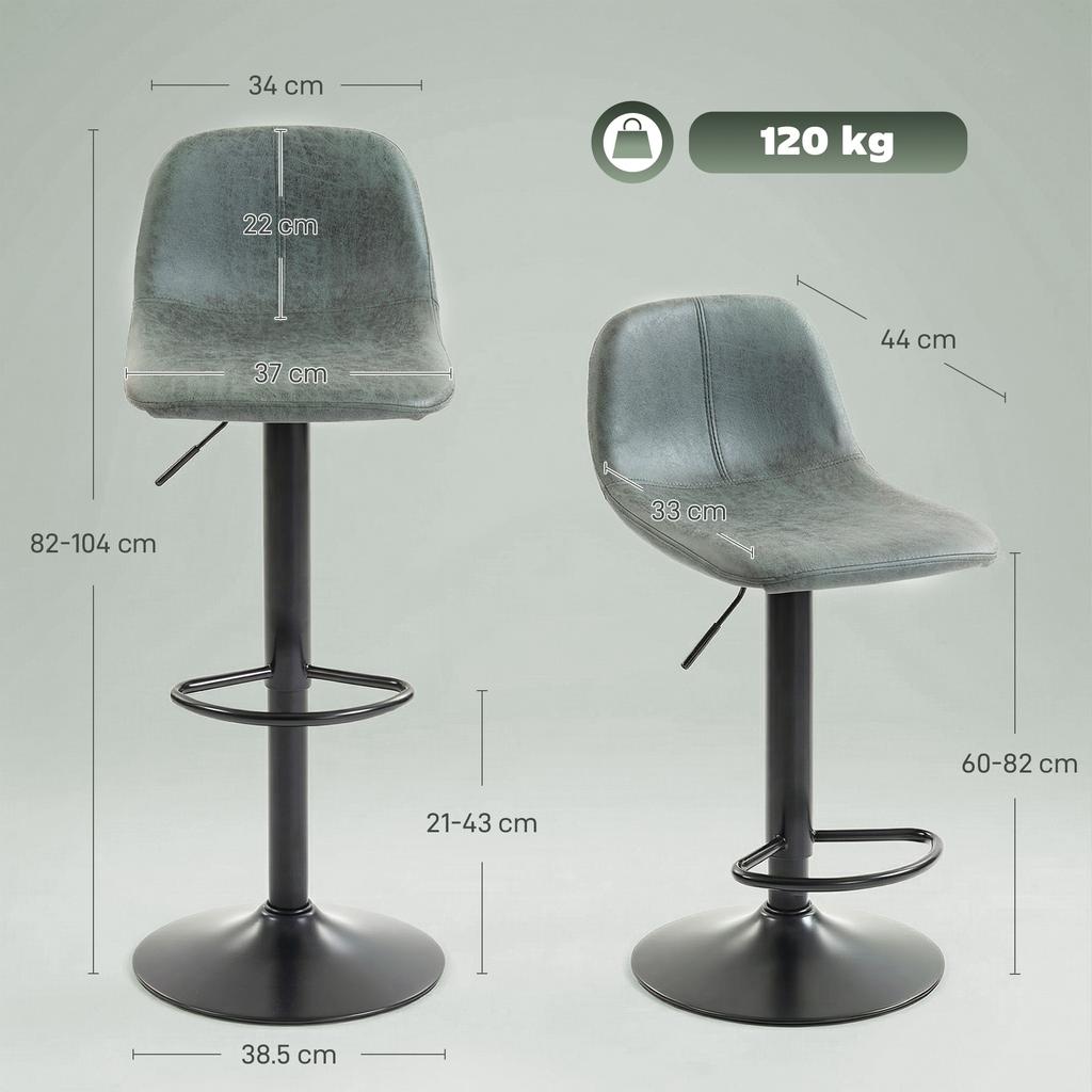 Bar Stools Set of 2, Modern Swivel Barstools with Footrest for Kitchen Island and Dining Room, Green