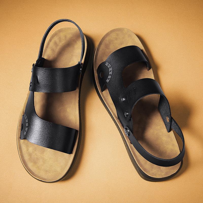 Fashion Anti Slip Summer Sandals Leisure Walk Men Slippers Outdoor Beach Casual Shoes Indoor Durable Peep Toe Slippers Dual-Purpose Flat