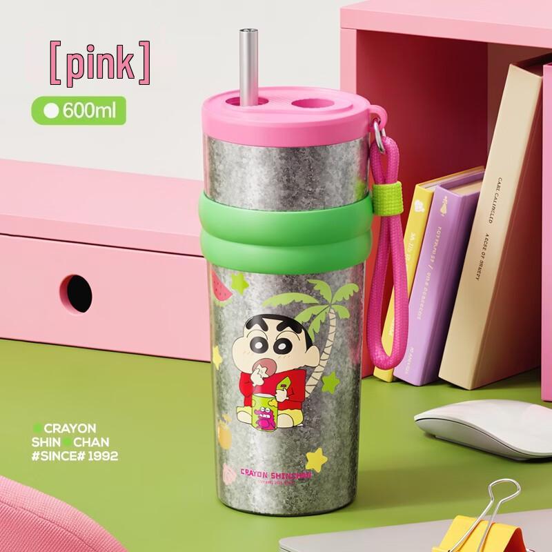 Crayon Shin-chan Pure Titanium Insulated Straw Bottle 600ml