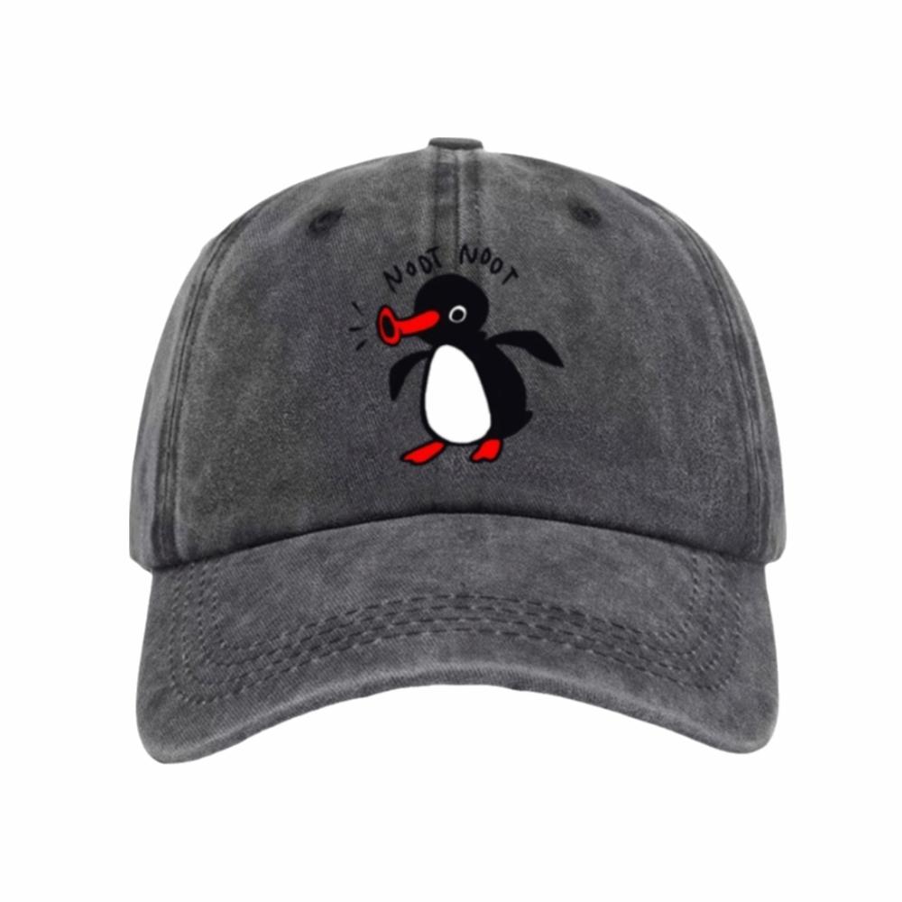 Lovely Penguin Washed Baseball Caps Adjustable Sun Hat Fashion Cycling Hat Summer чёрный