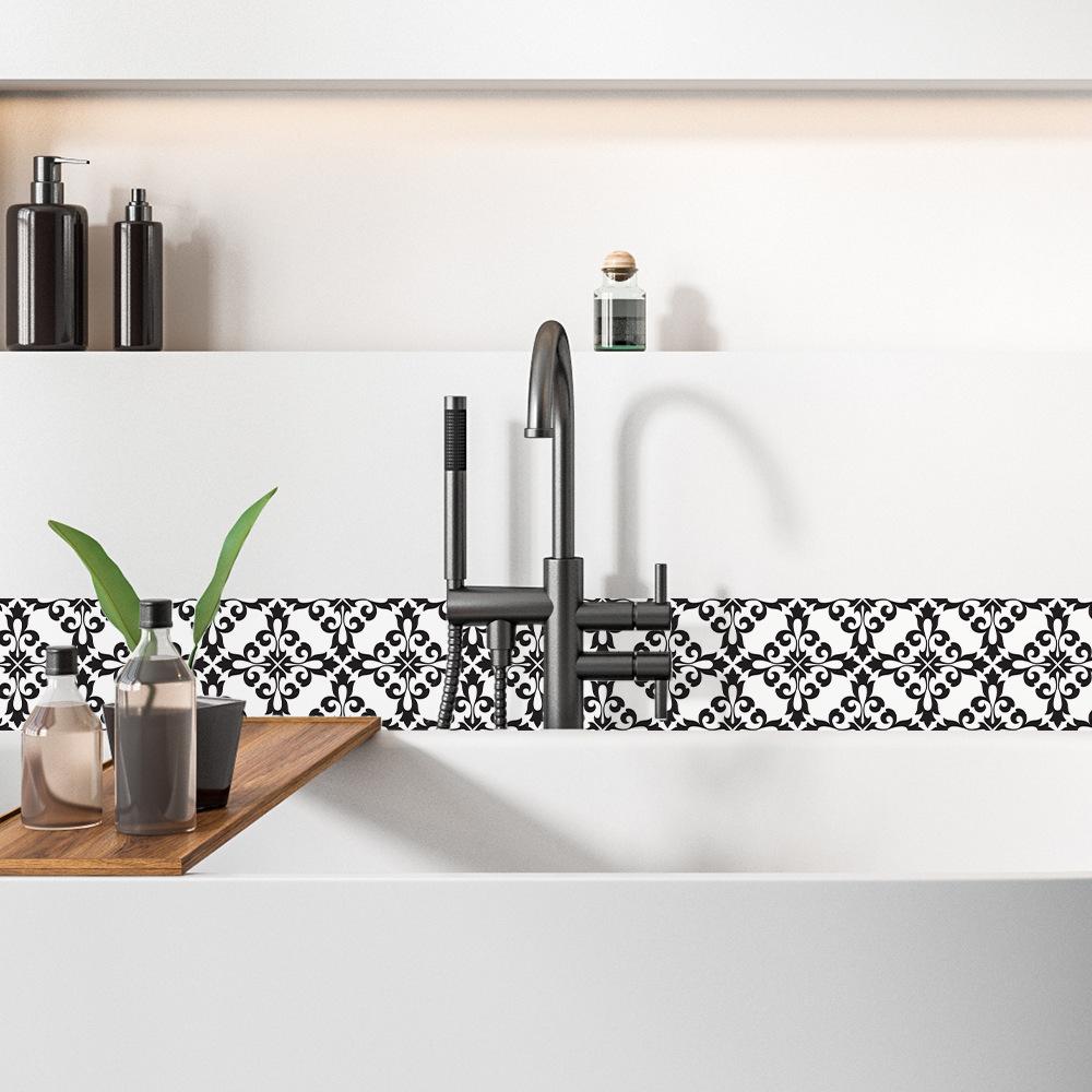 Creative Retro Patterned Waistline Stickers for Bedroom Living Room Entrance Hall Home Wall Decoration