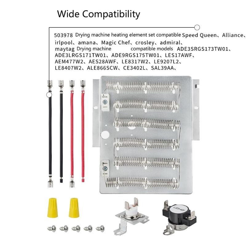 Upgraded Dryer Heating Element Kit Dryer Part Replacement 503978 Heating Element Dryer Easy Installation Accessories