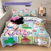 3pcs Hello Kitty's Whimsical World Printed Quilt Set - Includes 1 Quilt Cover and 2 Pillowcases, Machine Washable - Suitable for All Seasons.H054
