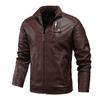 Men S Vintage Pu Leather Jacket Fleece Lined Thick Outerwear