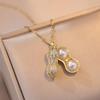 Ladies' Peanut Micro Inlaid Zircon Pearl Pendant Light Luxury Paired with Niche Fashion Temperament Collarbone  Necklace