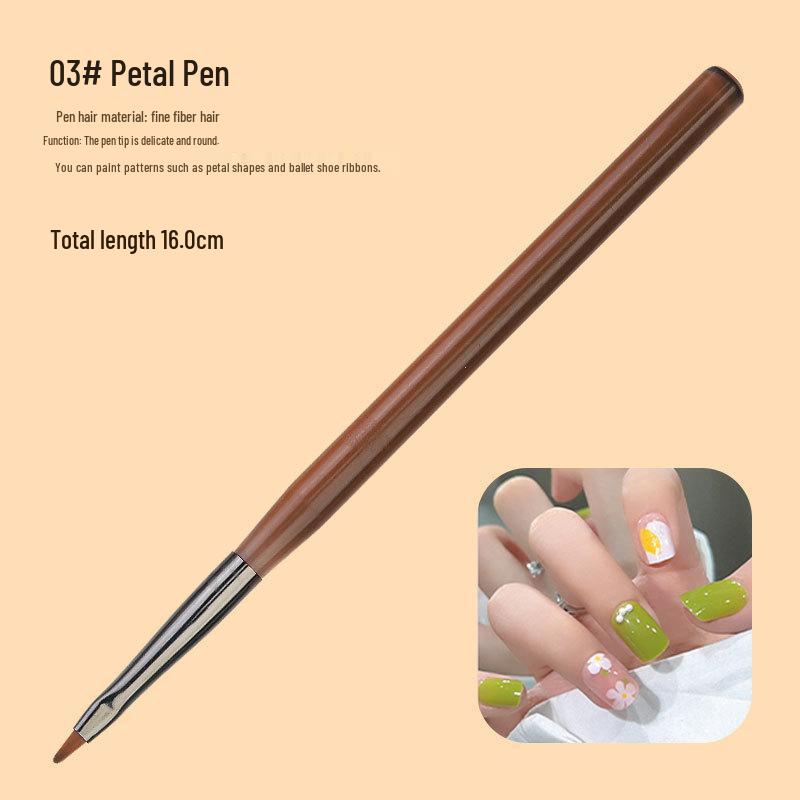 9dílná japonská průsvitná hnědá sada štětců na nail art pro malování linek, ombre a květin