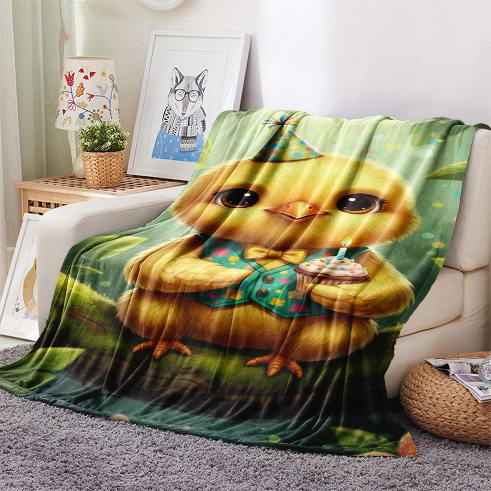 1PC Cute and heartwarming Print FlAannel Blanket, High quality Comfortable for All Seasons, Home Decor, Warmth and Comfort