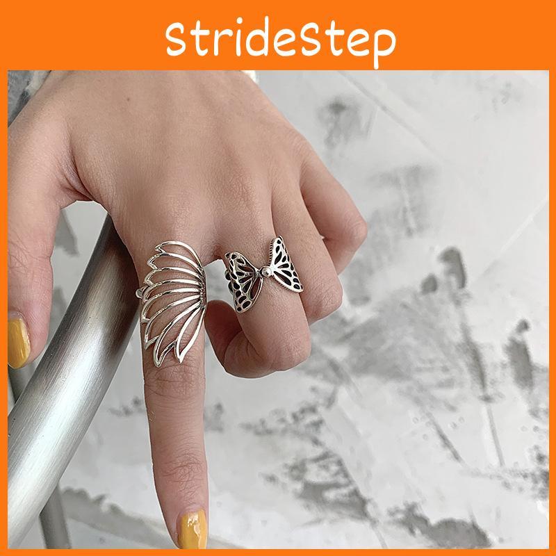 Trendy Minimalist Geometric Butterfly Ring For Women Silver Plated Cow Print Design
