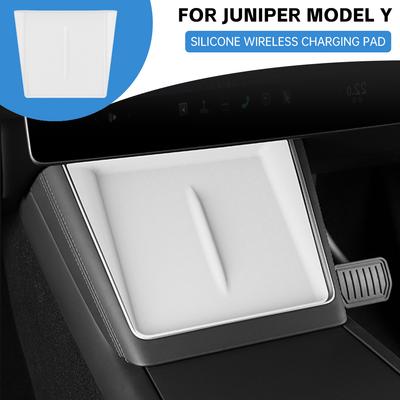 Dla Tesli Model Y Juniper 2025 2026 Samochodowa Bezprzewodowa Podkładka Ładująca Konsola Środkowa Antypoślizgowa Silikonowa Mata Do Akcesoriów Samochodowych Tesli