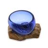 Molten Glass Bowl On Wood Mini Blue