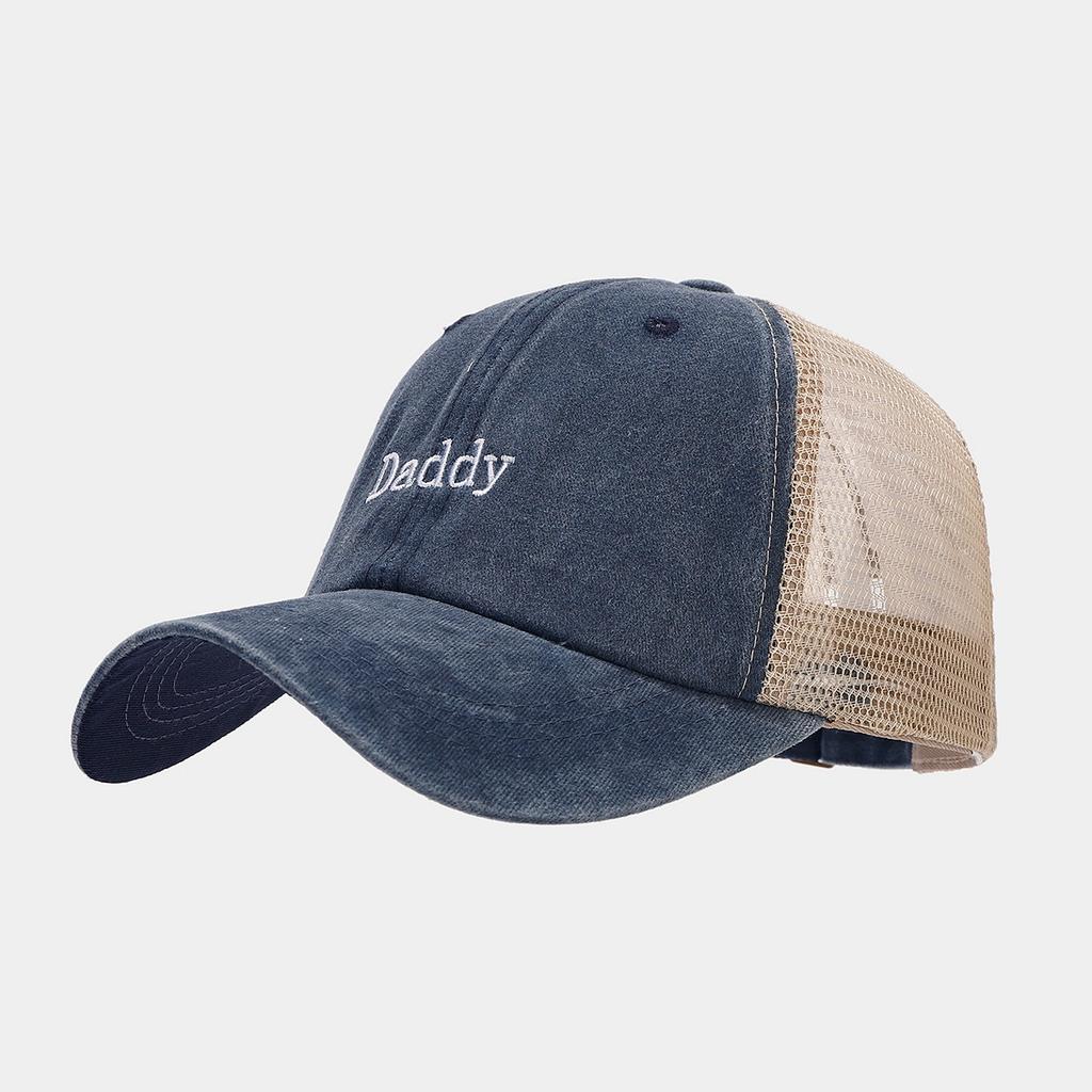 Spring and Summer Big Head Circumference Daddy Embroidered Baseball Cap Washed and Old Breathable Mesh Cap, Fashionable Sun Hat