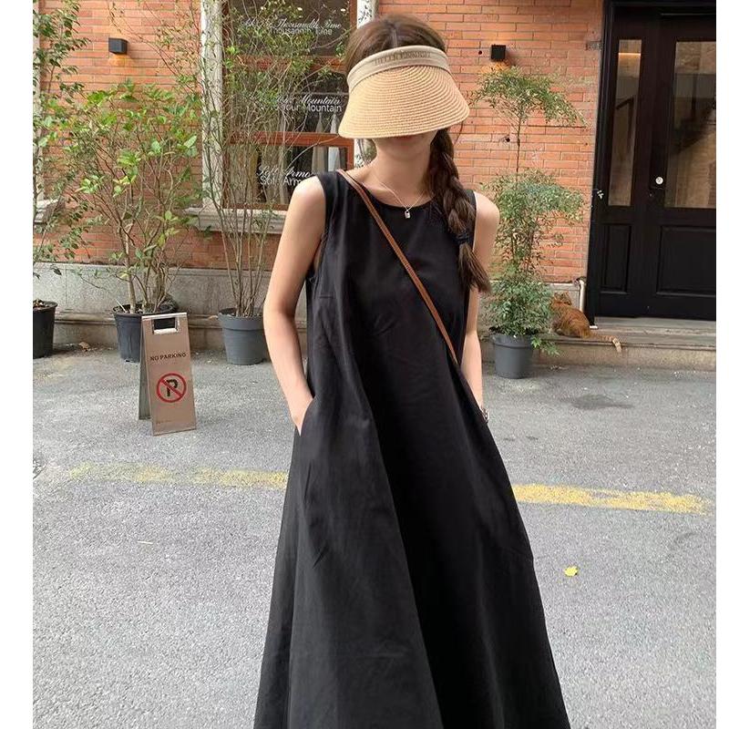 Móda Léto Bez rukávů Dámské Elegantní Dlouhé Šaty Vycházkové Design s holými zády Kulatý výstřih A-linie Společenské šaty Dámské Ležérní Jednoduché Jednobarevné Oblečení