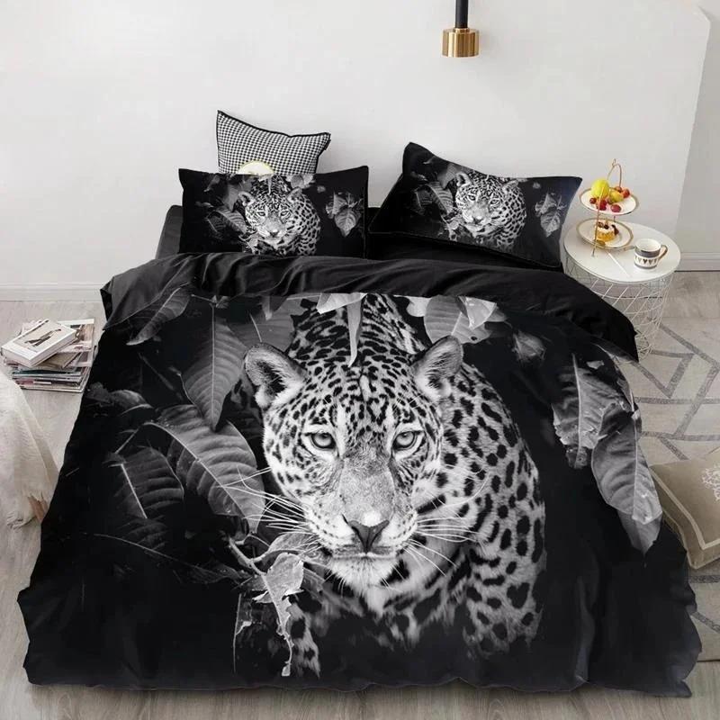 Wolf Tiger Lion Animal Pattern Bedding Sets Home Bedclothes Super King Cover Pillowcase Comforter Polyester Bedding Set