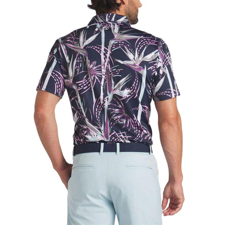 Puma Golf Series All Over Print Casual Straight Fit Short Sleeve Polo Shirt Men Polo Shirts Dark-Blue 624476-01