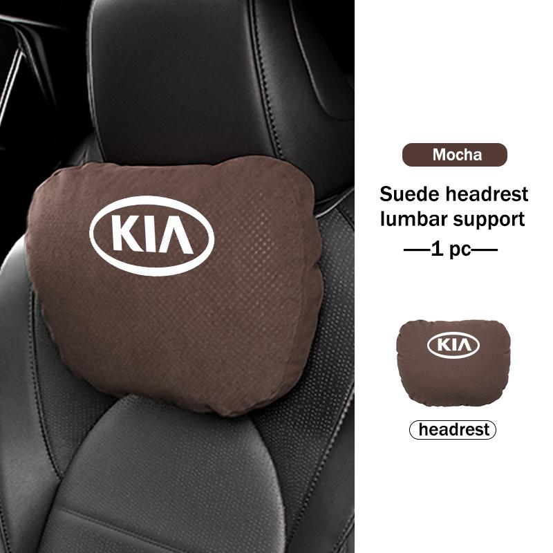 BBEI1 Car Styling Soft Suede Headrest Neck Support Seat Breathable Waist Pad Pillow Mat For KIA Cerato Proceed Venga Stonic Picanto