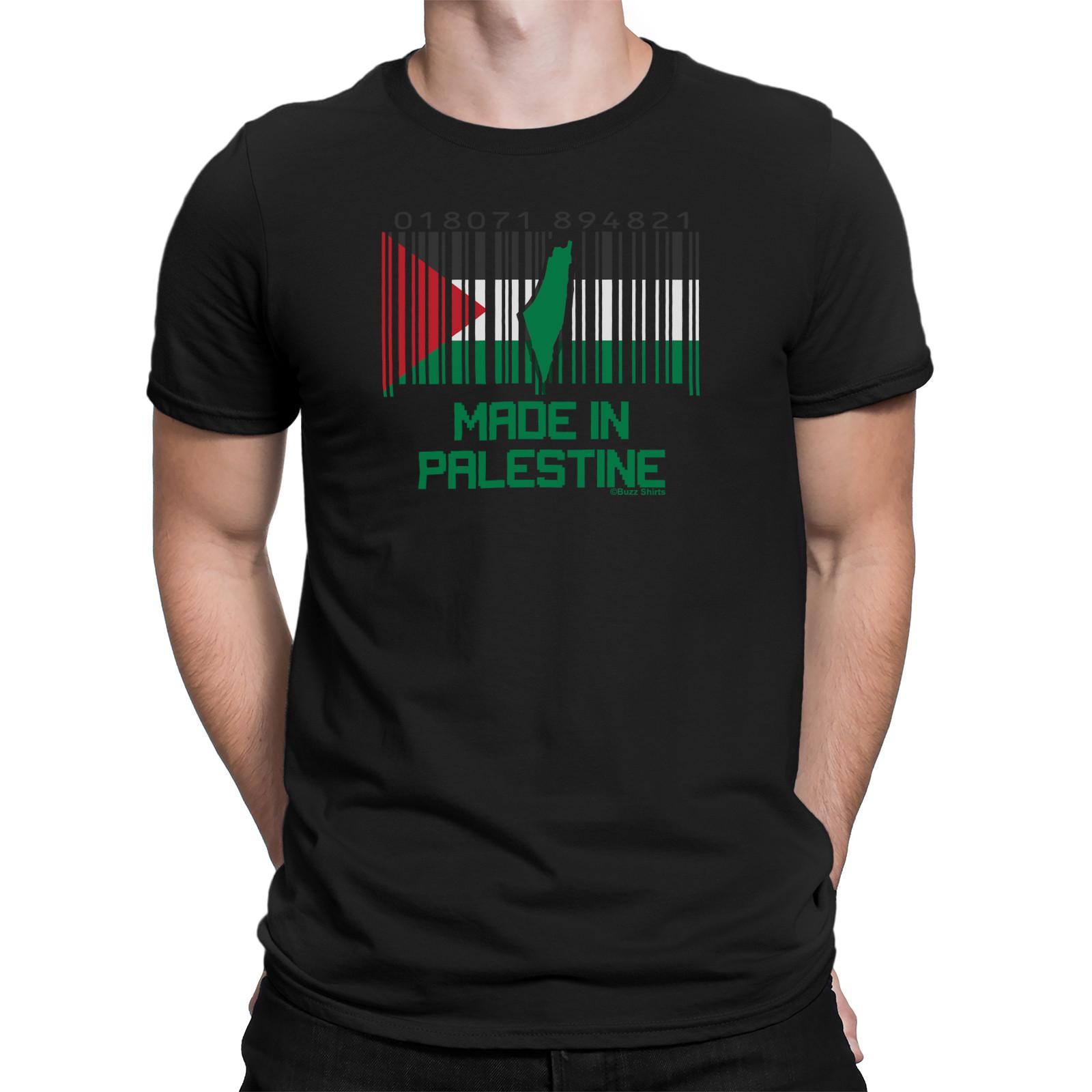 Mens Made In PALESTINE T-Shirt Mens Womens Tees Top Barcode Style  Cotton Freedom Palestinian 3XL