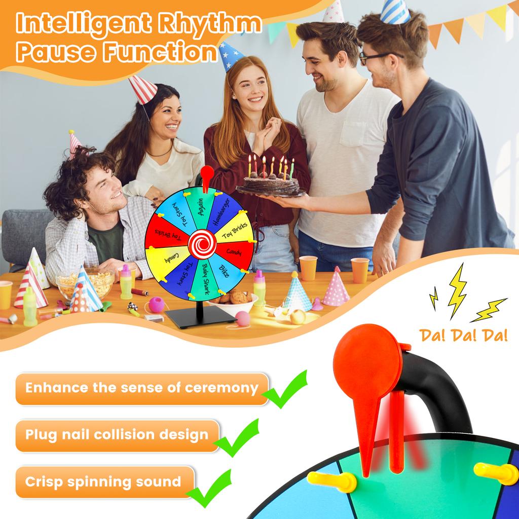 Prize Wheel DIY Interactive Rotating Wheel Family Party Game Wheel with Plate Wiper and Pen Reusable Desktop Wheel Spinner