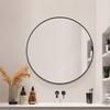 50cm Large Modern Round Mirror Black Brushed Frame Wall Mirror Metal Framed HD Glass Wall Mirror for Makeup Bathroom Living Room