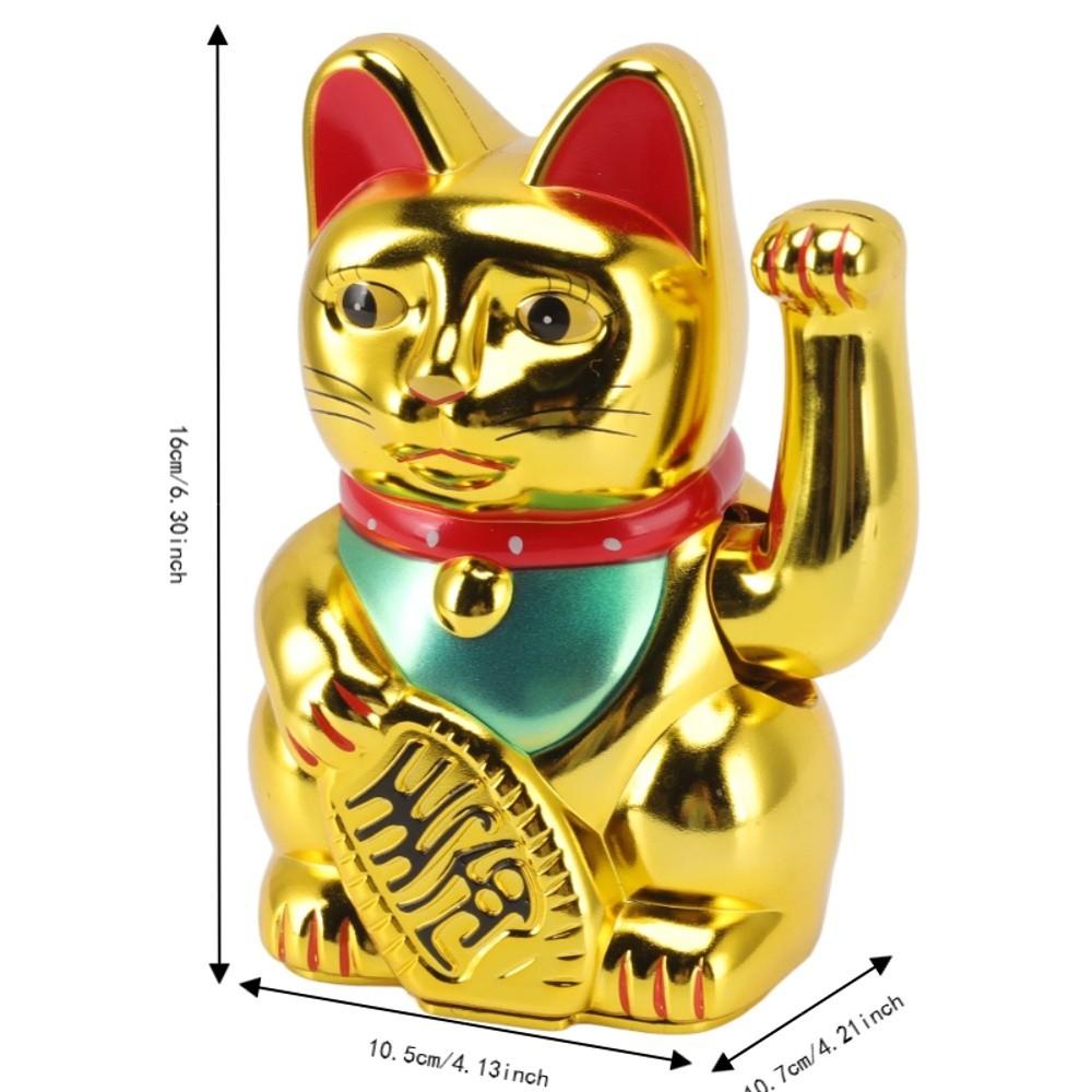 Plastic Maneki Neko Tabletop Ornament Gold Swing Arm Feng Shui Cat  Hotel Cafe Desktop Statue