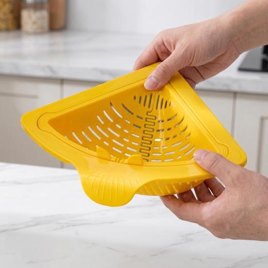 2 Peças Peneira Magnética Triangular para Ralo de Pia, Filtro de Resíduos de Alimentos para Cozinha com Fundo de Rosca, Suporte de Esponja à Prova de Ferrugem, Organizador de Canto de Pia, Casa