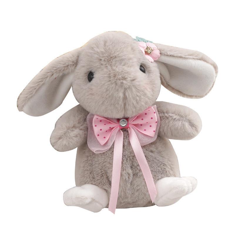 Adorable Bow Tie Rabbit Plush Keychain Cute Soft Bunny Backpack Charm 14cm