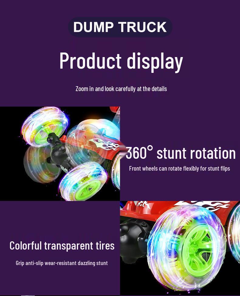 Remote Control Stunt Car with Lights, Music, and Twisting Action - Transforming Toy for Kids