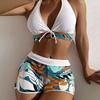 New split swimsuit women's deep, flat angle sports high waist print sexy bikini fashion sexy