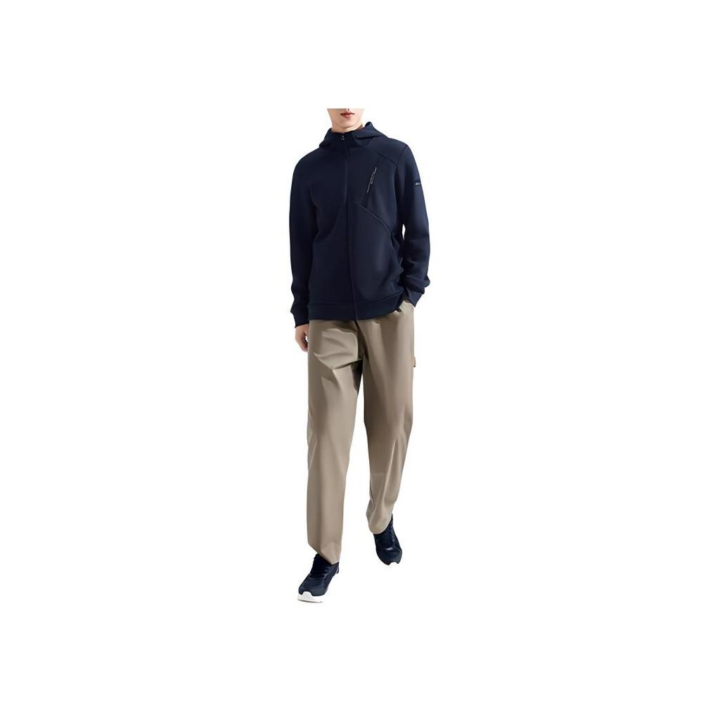 Anta Solid Color Thick Knit Sports Jacket Men Jackets Black 152337709N-2